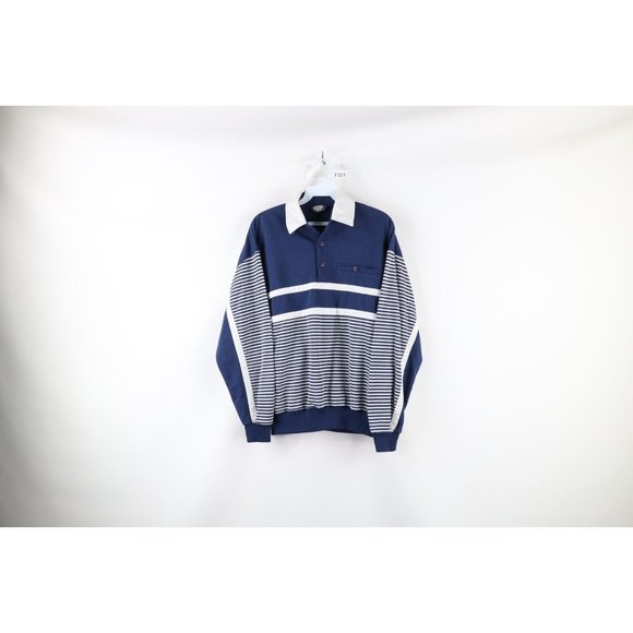 Vintage Other - Vintage 90s Streetwear Mens Small Faded Striped Collared Pullover Sweatshirt